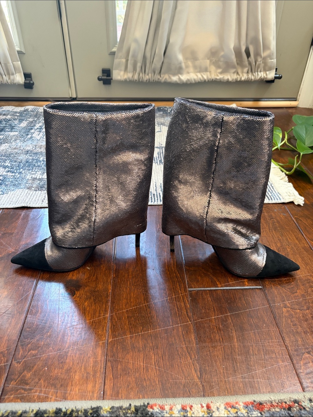 Balmain Metallic Black Pointed-Toe Ankle Boots - Women - Picture 2 of 8